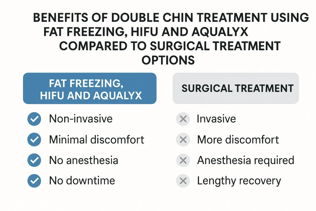 Graphic about the benefits of double chin treatment Oxfordshire - from LA LIPO