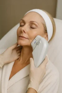 Woman receiving HIFU non surgical facelift treatment Oxfordshire