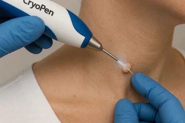 Person receiving Cryotherapy skin tag removal Oxfordshire