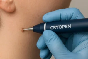 Person receiving skin tag removal Oxfordshire