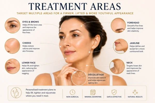 Areas of treatment for the ultimate lift tighten treatment Oxfordshire